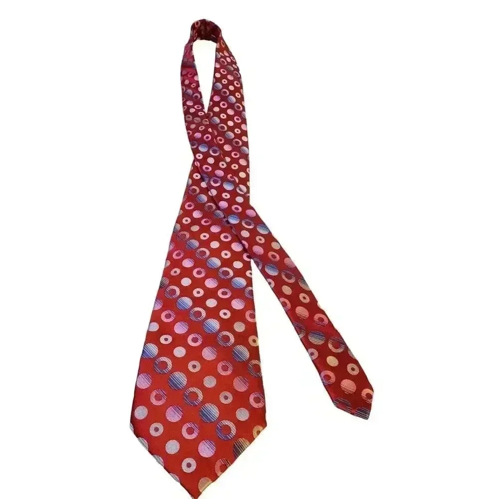 Tango Tie Necktie Neckwear Red Multicolored‎ Circle Pattern Luxury Designer Work